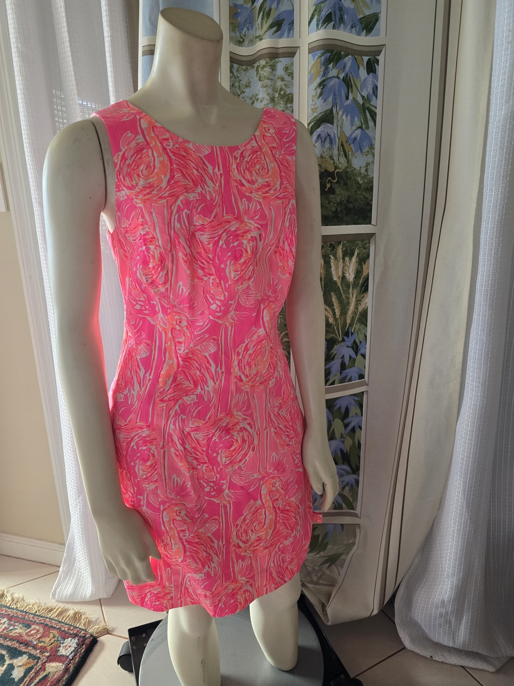 NWY $178 Lilly Pulitzer Neon Pink Floral Scoop Neck Mila Shift Dress Sz 4
